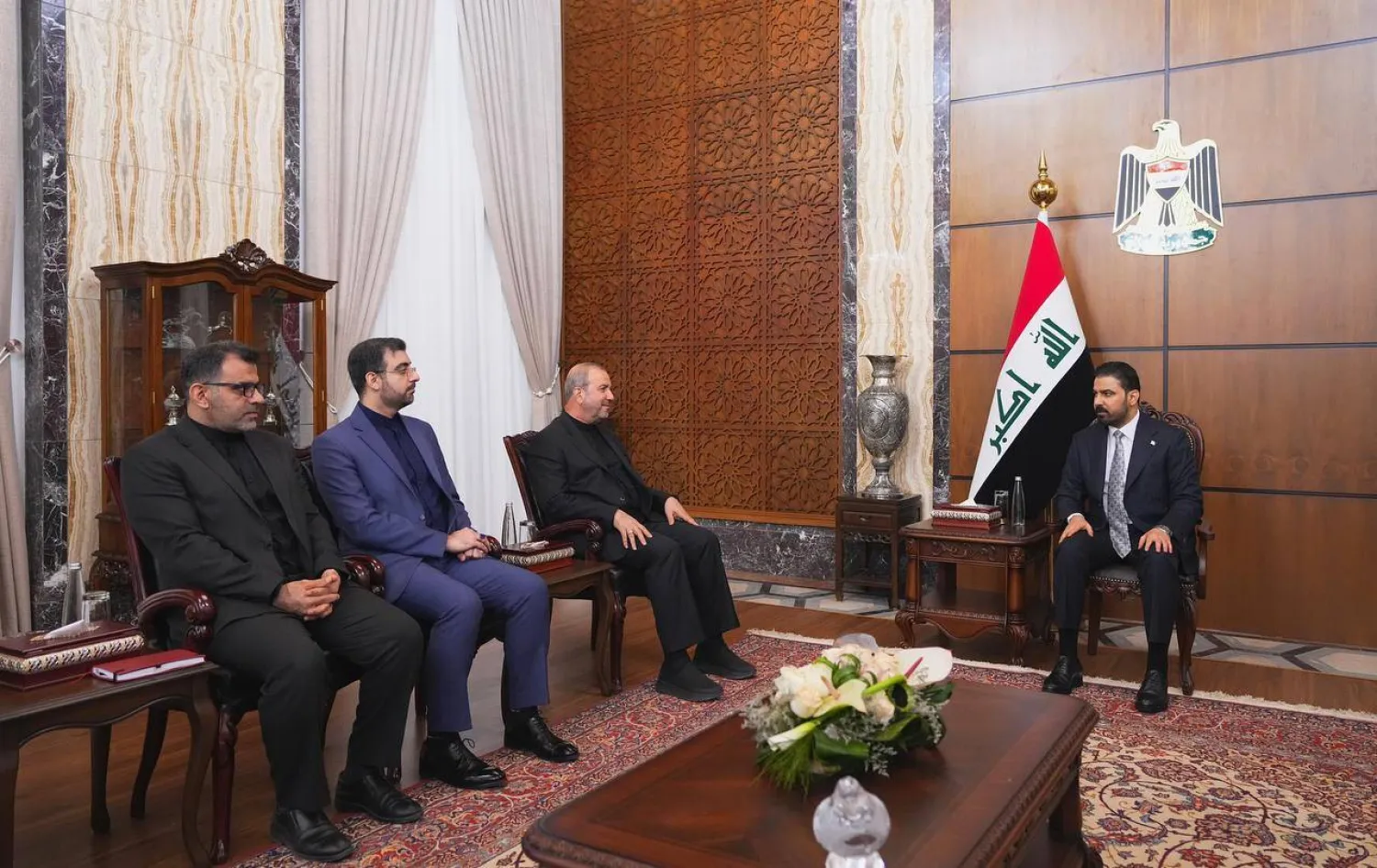 Iraqi Prime Minister Ali al-Zaidi meets Iranian Ambassador Mohammad Kazem Al Sadeq in Baghdad. (Government media)