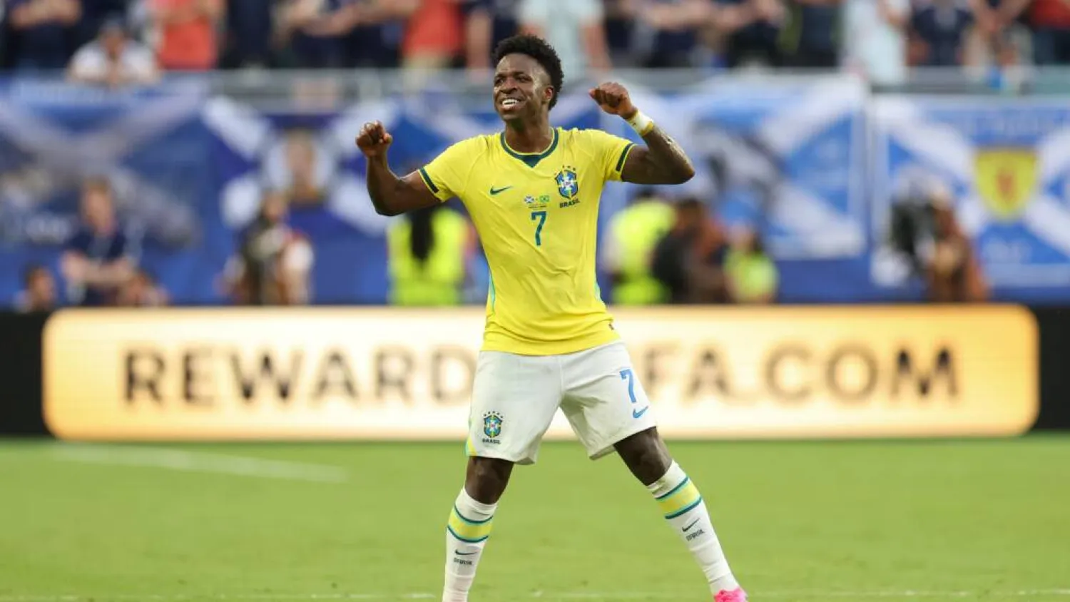 Vinicius Junior has four goals so far at this World Cup after netting twice in Wednesday's 3-0 defeat of Scotland. PATRICIA DE MELO MOREIRA / AFP
