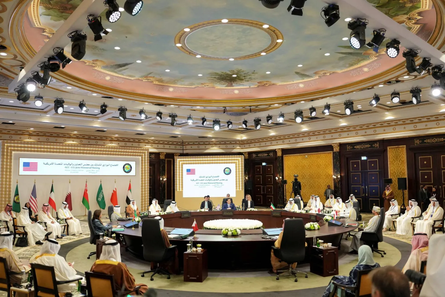 US Secretary of State Marco Rubio speaks during a meeting with Foreign Ministers of the Gulf Cooperation Council Member States at The Ritz-Carlton Bahrain, in Manama, Bahrain, June 25, 2026. REUTERS/Eric Lee/Pool