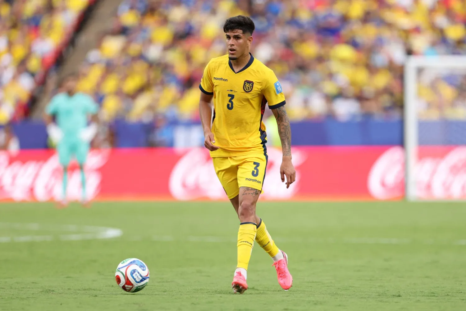 KANSAS CITY, MISSOURI - JUNE 20: Piero Hincapie #3 of Ecuador during the FIFA World Cup 2026 Group E match between Ecuador and Curacao at Kansas City Stadium on June 20, 2026 in Kansas City, United States. Charlotte Wilson/Getty Images/AFP 