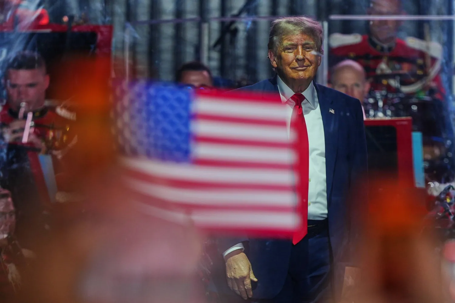 President Donald Trump stands on stage after speaking at the opening of the Great American State Fair on the National Mall, Wednesday, June 24, 2026, in Washington. (AP Photo/Julia Demaree Nikhinson)