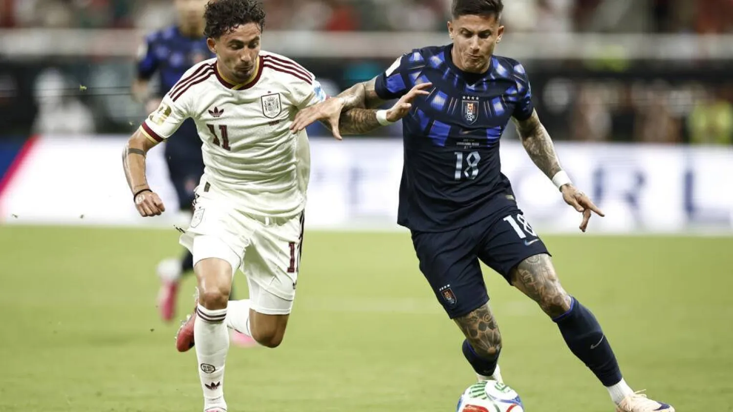 Yeremy Pino's World Cup may have been ended by a shoulder injury. Ulises RUIZ / AFP
