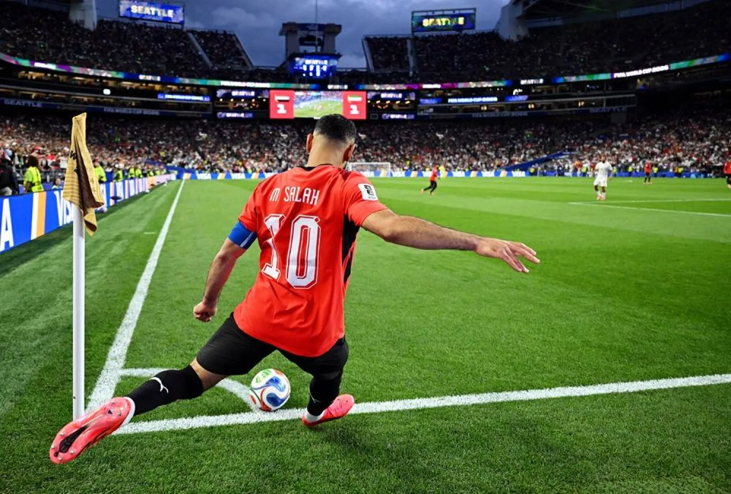 Football - FIFA World Cup 2026 - Group G - Egypt v Iran - Seattle Stadium, Seattle, Washington, US - June 26, 2026 Egypt's Mohamed Salah takes a corner kick. (Reuters)