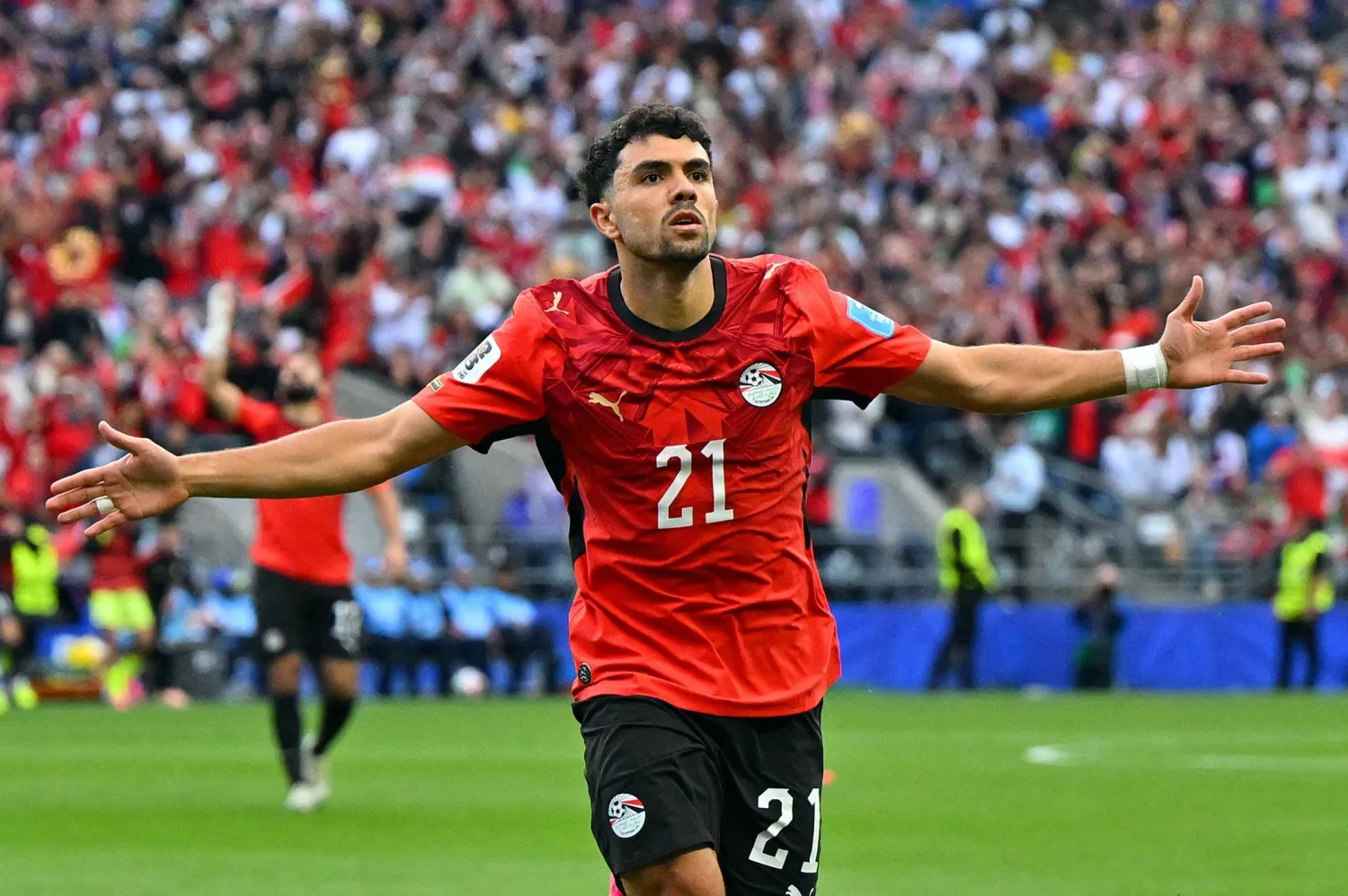 Football - FIFA World Cup 2026 - Group G - Egypt v Iran - Seattle Stadium, Seattle, Washington, US - June 26, 2026 Egypt's Mahmoud Saber celebrates scoring their first goal. (Reuters)