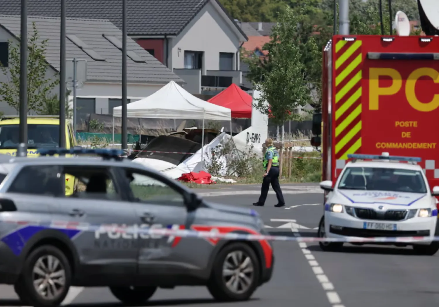 Emergency services at the scene of the crash near Nancy in north-eastern France. Photograph: Christian Hartmann/Reuters