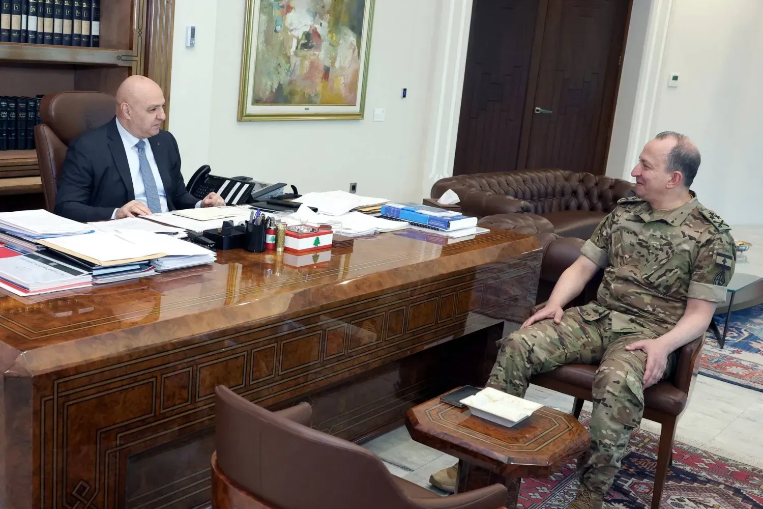 Lübnan Cumhurbaşkanı Joseph Avn, Ordu Komutanı General Rudolph Heykel'i kabul etti (Lübnan Cumhurbaşkanlığı "X" hesabı)