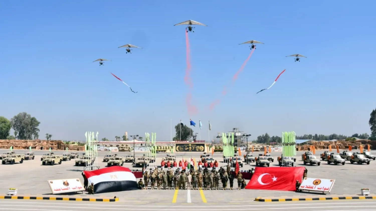  Egyptian and Turkish forces participating in the "Golden Eagle" exercise on Wednesday. (Egyptian Military Spokesperson on Facebook) 