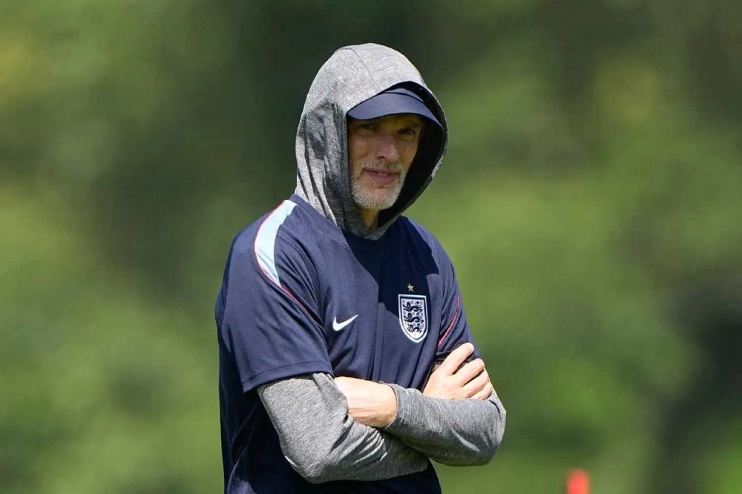  England head coach Thomas Tuchel watches training for the World Cup football tournament Tuesday, June 30, 2026, in Kansas City, Mo. (AP) 