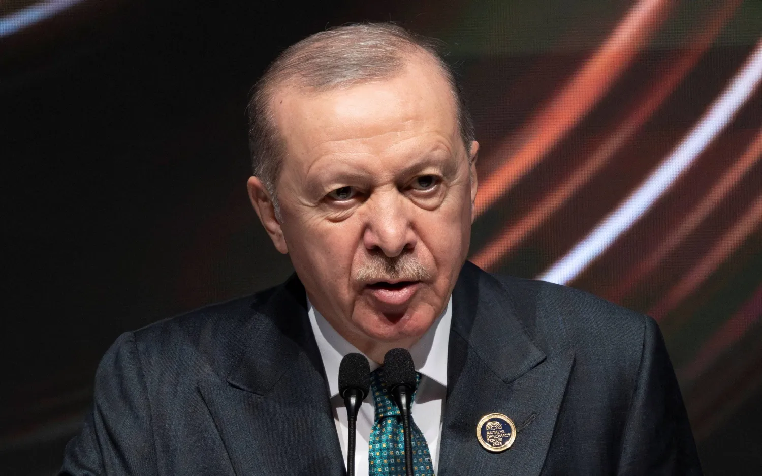 Turkish President Recep Tayyip Erdogan speaks during the opening ceremony of Antalya Diplomacy Forum in Antalya, Türkiye, April 17, 2026. (Reuters)