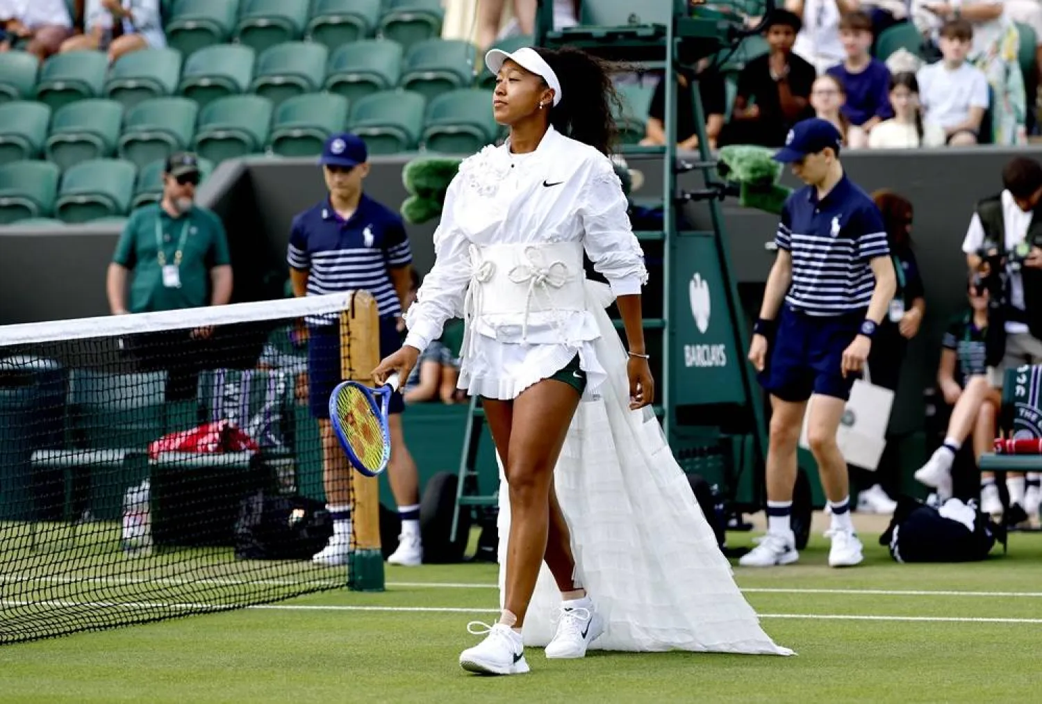 Naomi Osaka of Japan arrives in court for her Women's Singles second round match against Anastasia Gasanova of Russia at the Wimbledon Championships in London, Britain, 01 July 2026. (EPA)