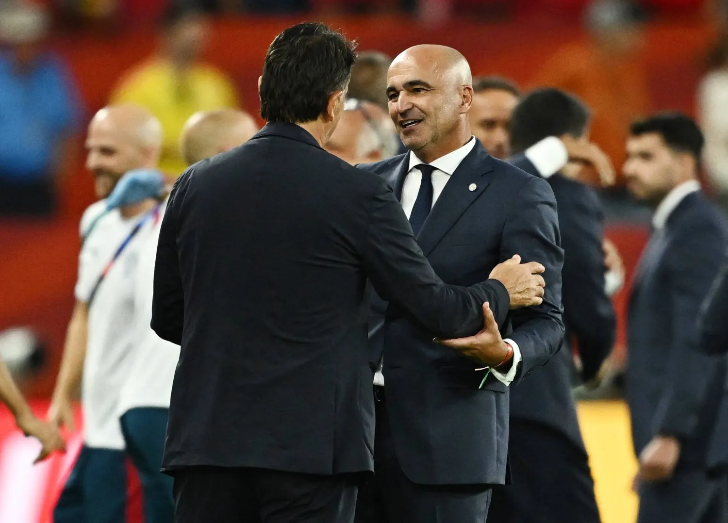 Football - FIFA World Cup 2026 - Round of 32 - Portugal v Croatia - Toronto Stadium, Toronto, Canada - July 2, 2026 Portugal coach Roberto Martinez reacts with Croatia coach Zlatko Dalic after the match as Croatia are eliminated and Portugal qualify for the Round of 16 of the World Cup. (Reuters)