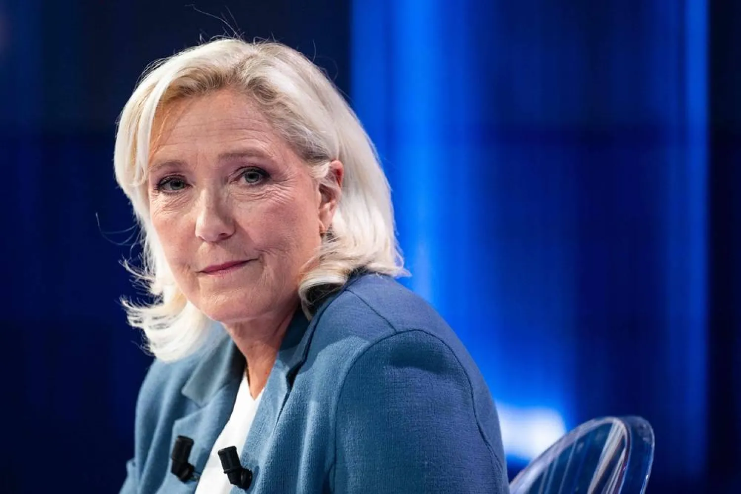  President of Rassemblement National parliamentary group Marine Le Pen poses poses ahead of a television interview entitled "Le Grand Entretien" broadcast on French news channel LCI, in Boulogne-Billancourt, southern of Paris on July 1, 2026. (AFP) 