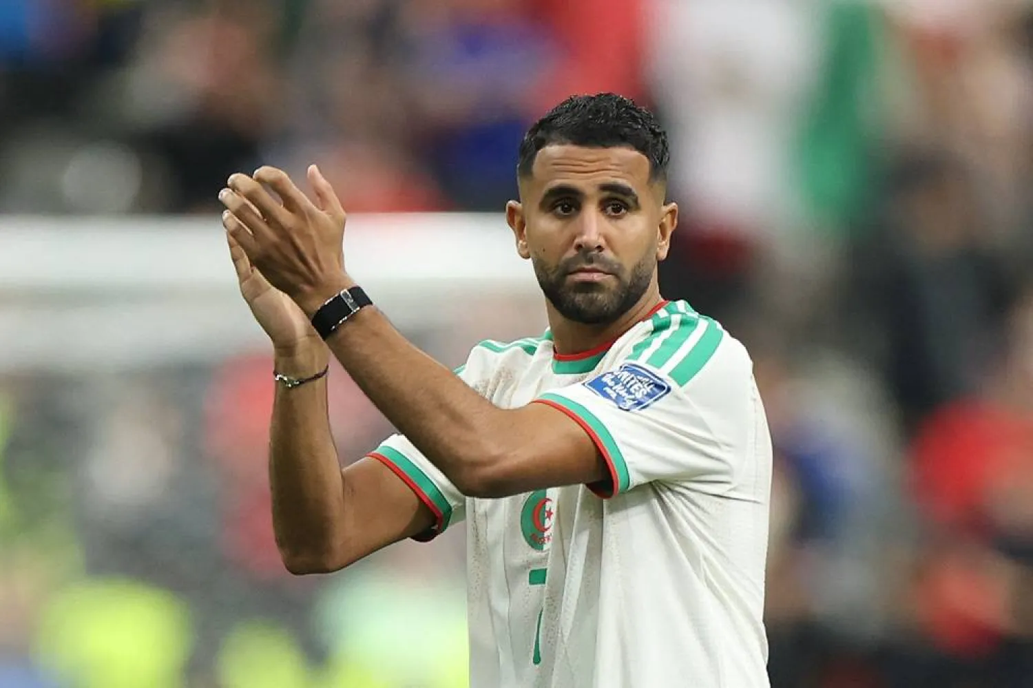 Riyad Mahrez #7 of Algeria applauds fans after the 0-2 loss during the FIFA World Cup 2026 Round of 32 match between Switzerland and Algeria at BC Place Vancouver on July 02, 2026 in Vancouver, British Columbia. (Getty Images/AFP) 