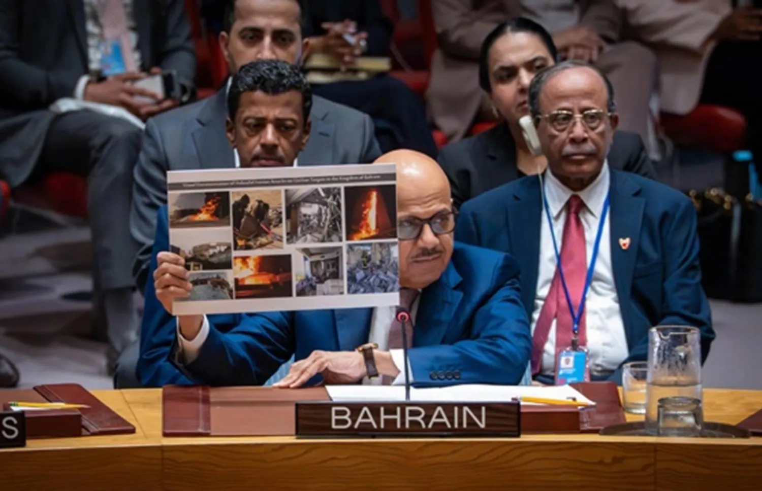 عبد اللطيف الزياني يستعرض أمام مجلس الأمن صوراً تُوثق اعتداءات إيران على مواقع مدنية وحيوية (بنا)