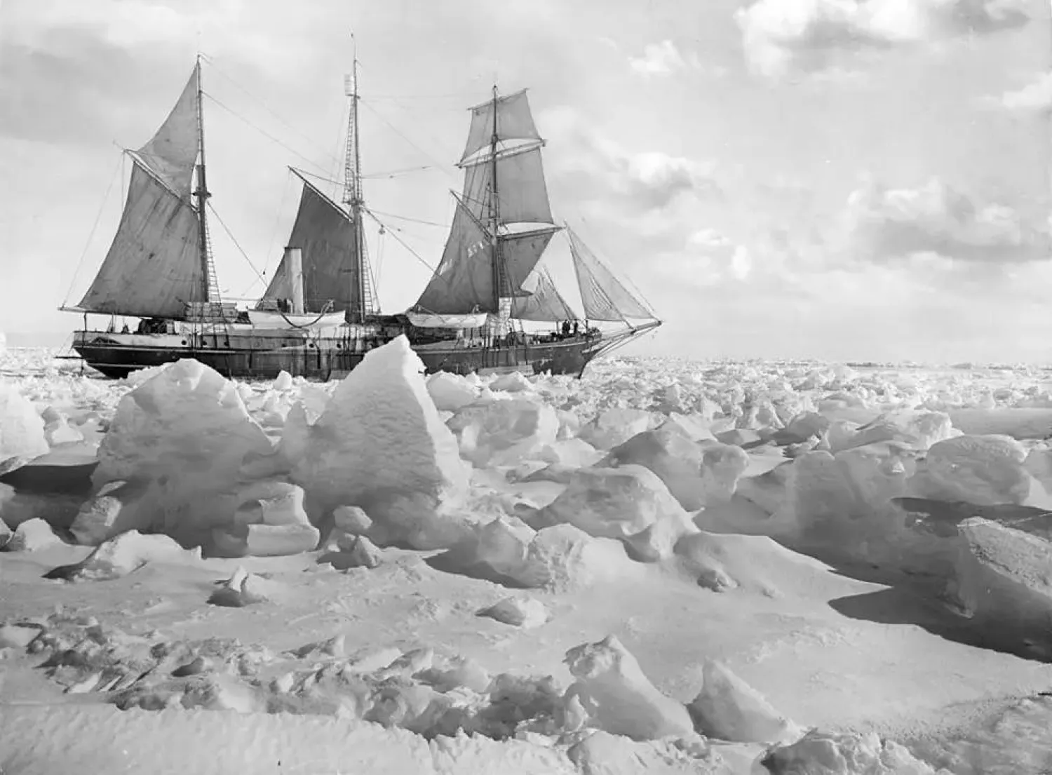 Ship trapped in ice during an expedition to the Antarctic. (Getty Images) 