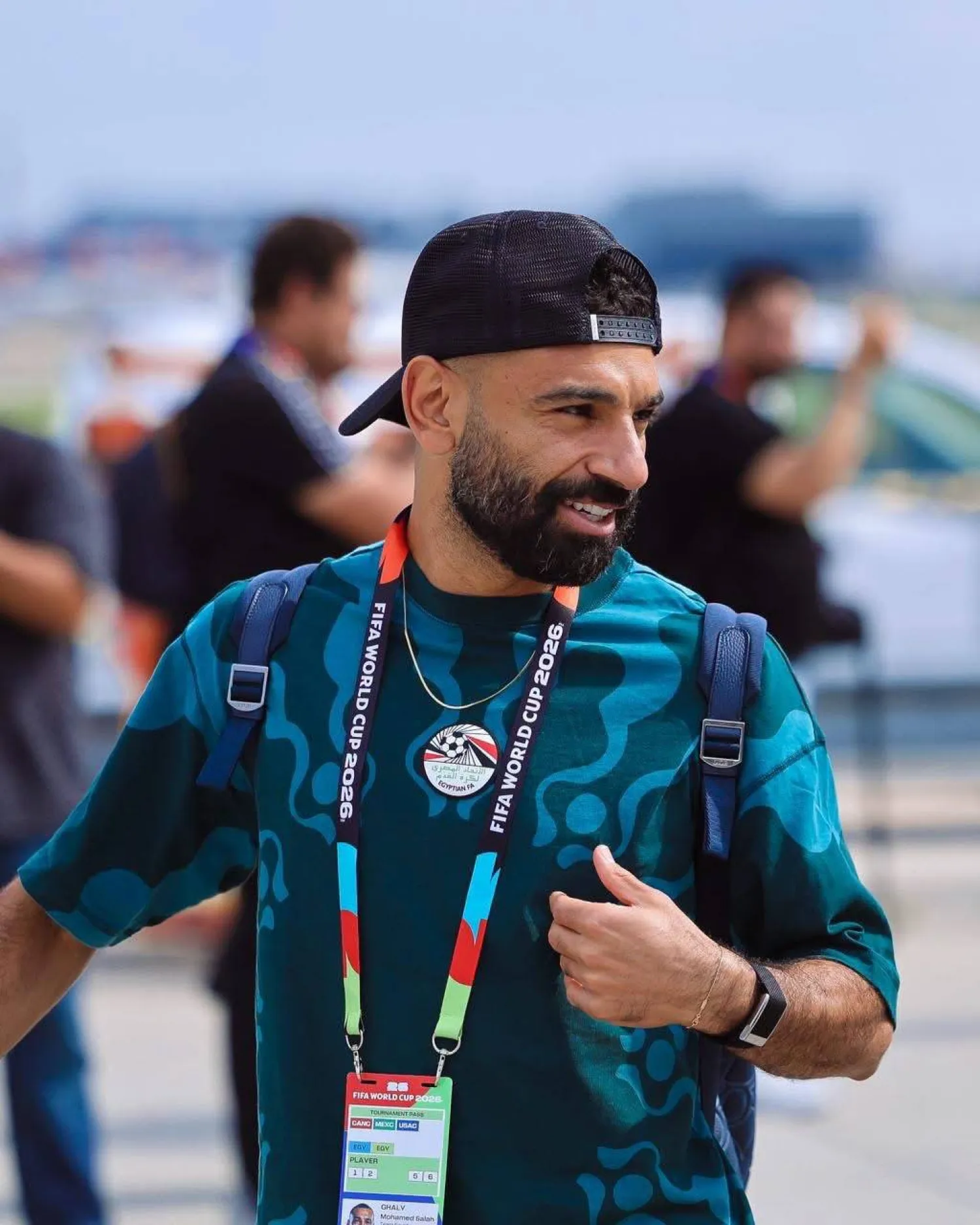 صلاح لدى وصوله إلى أتلانتا رفقة المنتخب المصري (الاتحاد المصري لكرة القدم)
