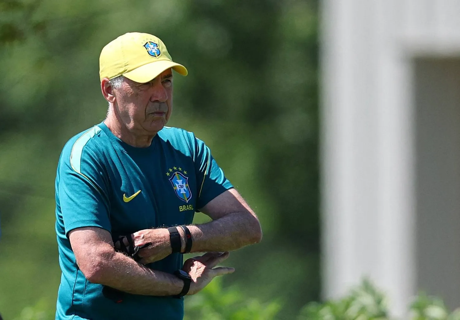 Football - FIFA World Cup 2026 - Brazil Training - Columbia Park Training Facility, Morristown, New Jersey, US - July 4, 2026 Brazil coach Carlo Ancelotti during training. (Reuters)