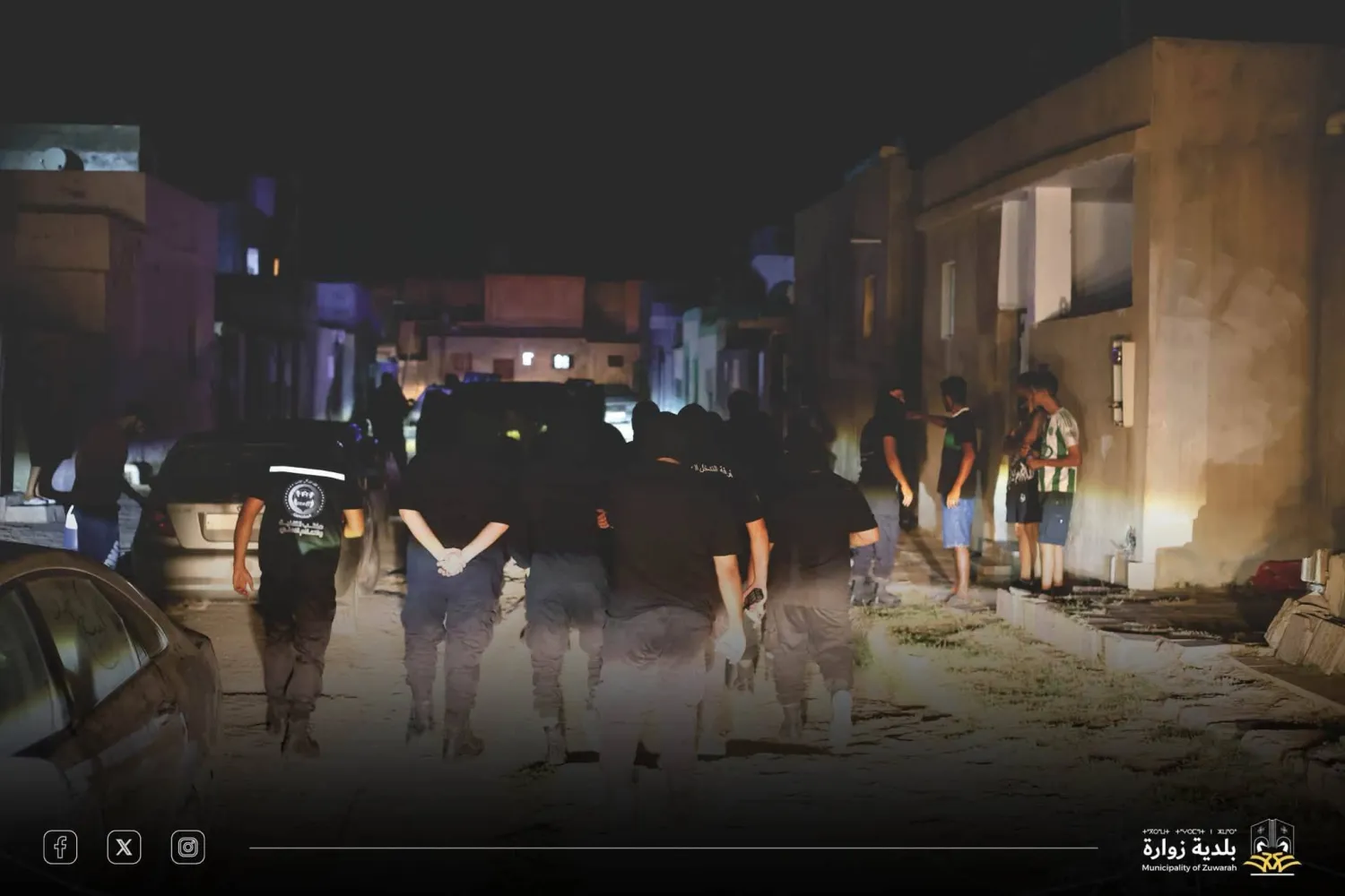 جانب من مهاجرين غير نظاميين تم ضبطهم في مدينة زوارة غرب ليبيا 4 يوليو (مديرية أمن زوارة)