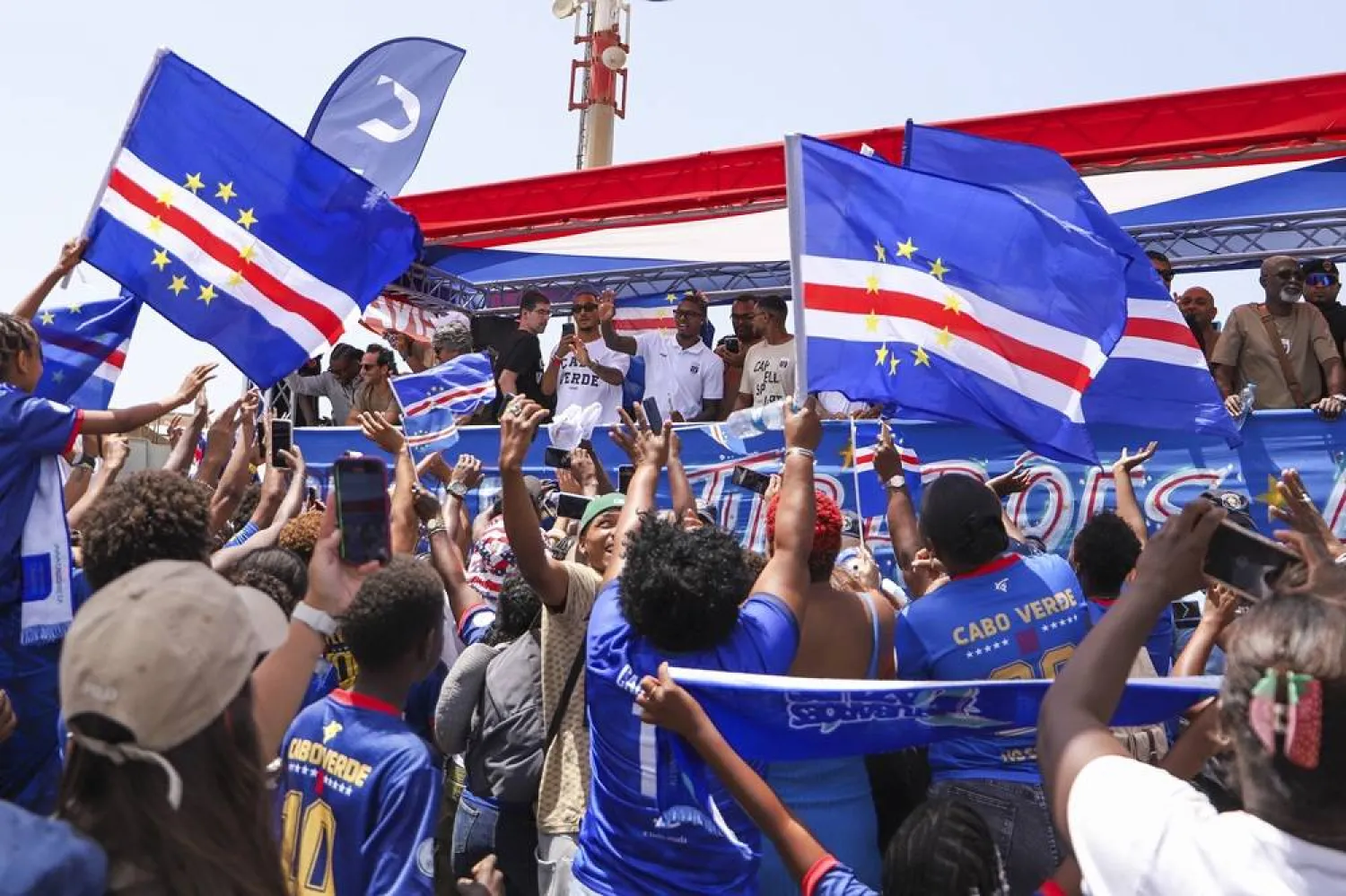 Cape Verde national team fans greet their team at Cidade da Praia Airport after the team left the FIFA World Cup 2026 with a defeat against Argentina, Cidade da Praia, Cape Verde, 05 July 2026. (EPA)