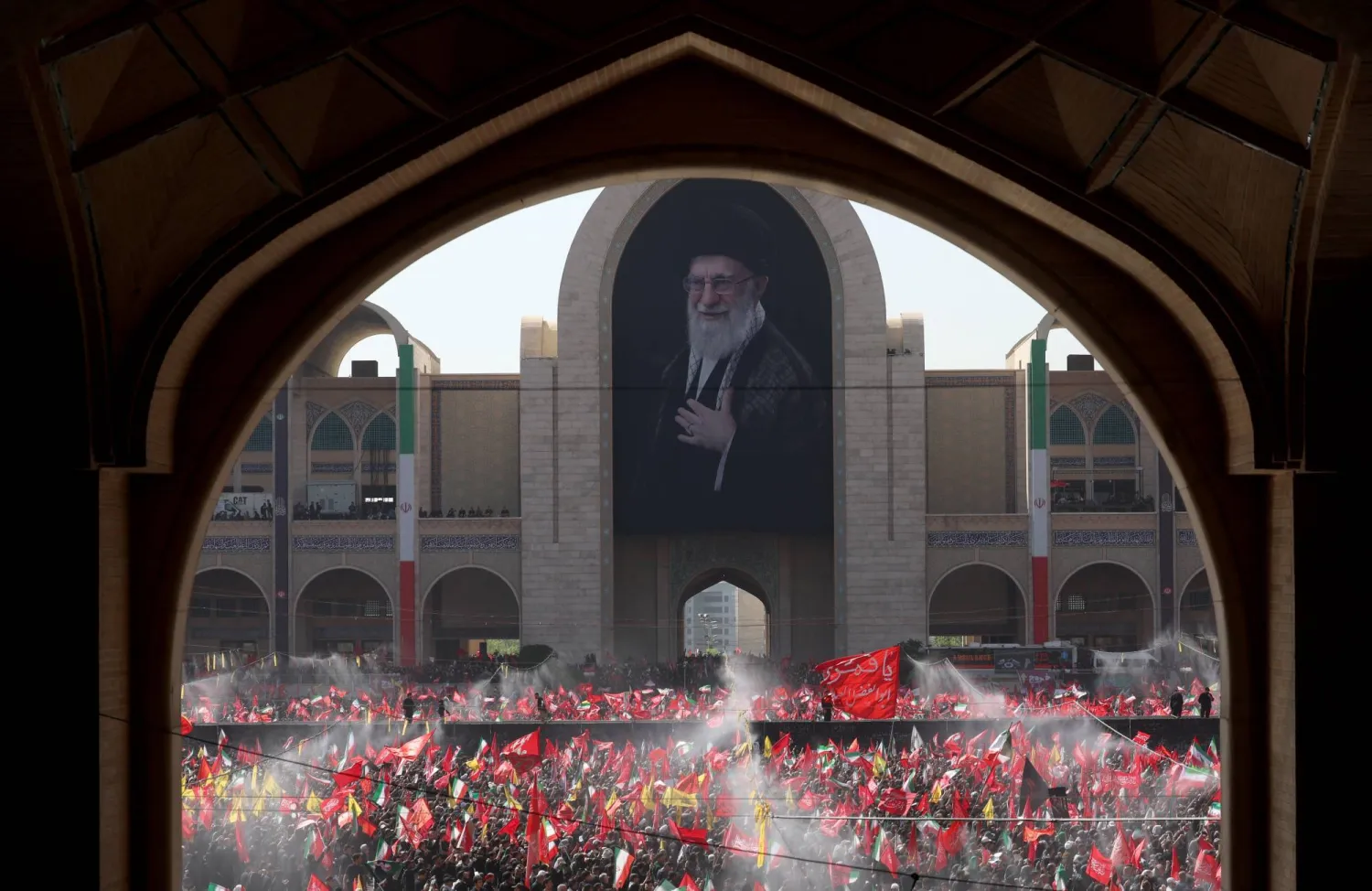 Iranians take part in a mass prayer for late Iranian supreme leader Ali Khamenei during a farewell ceremony ahead of his funeral at the grand Mosallah mosque in Tehran, Iran, 05 July 2026. EPA/ABEDIN TAHERKENAREH