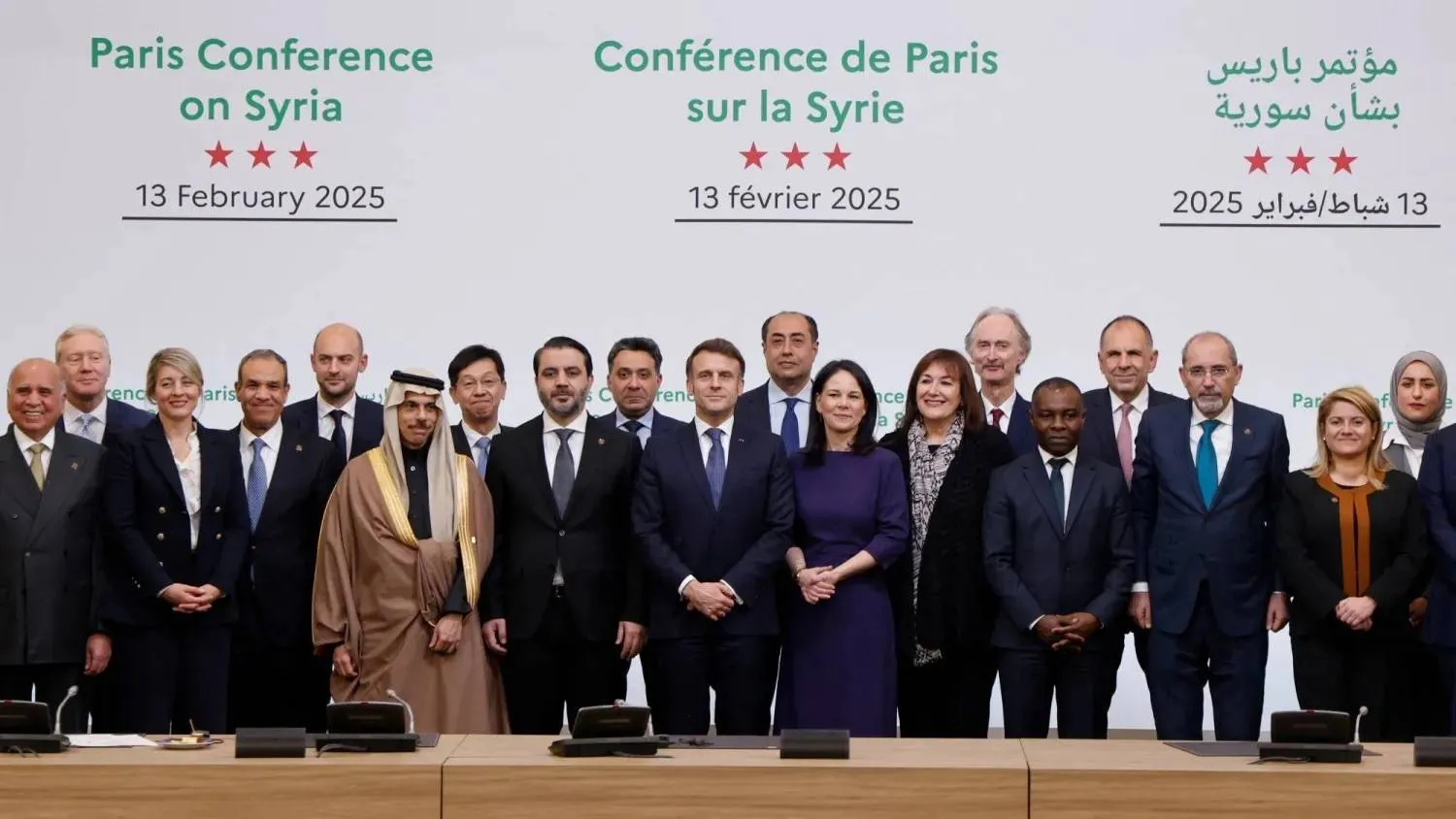 Participants at the international conference on Syria in Paris with French President Emmanuel Macron (Reuters)