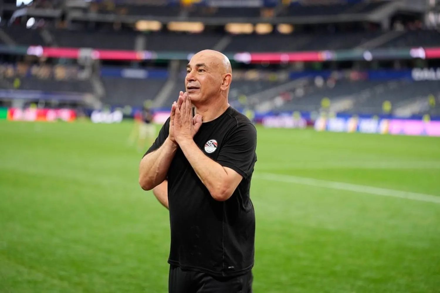  Egypt head coach Hossam Hassan reacts after winning a penalty shootout against Australia for the World Cup round of 32 soccer match in Arlington, Texas, near Dallas, Friday, July 3, 2026. (AP) 
