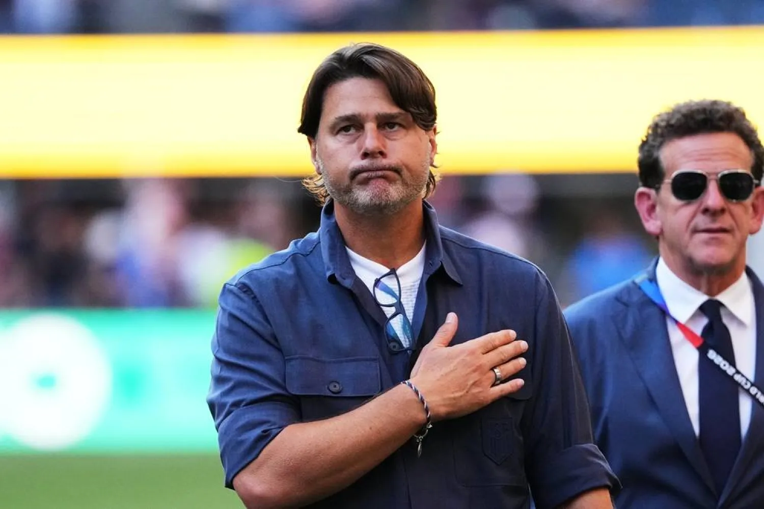  United States head coach Mauricio Pochettino walks off the pitch after losing to Belgium in their World Cup round of 16 match in Seattle, Monday, July 6, 2026. (AP) 