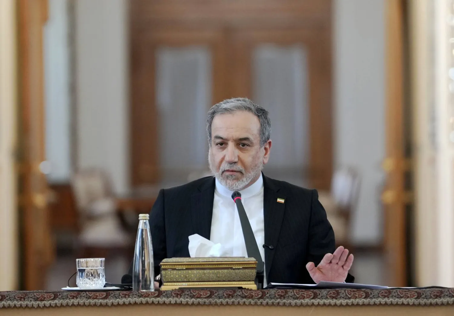 A handout photo made available by the Iranian foreign ministry office shows Iranian Foreign Minister speaking during a meeting with foreign ambassador and diplomats at the foreign ministry office, in Tehran, Iran, 16 June 2026.EPA/IRANIAN FOREIGN MINISTRY OFFICE HANDOUT 