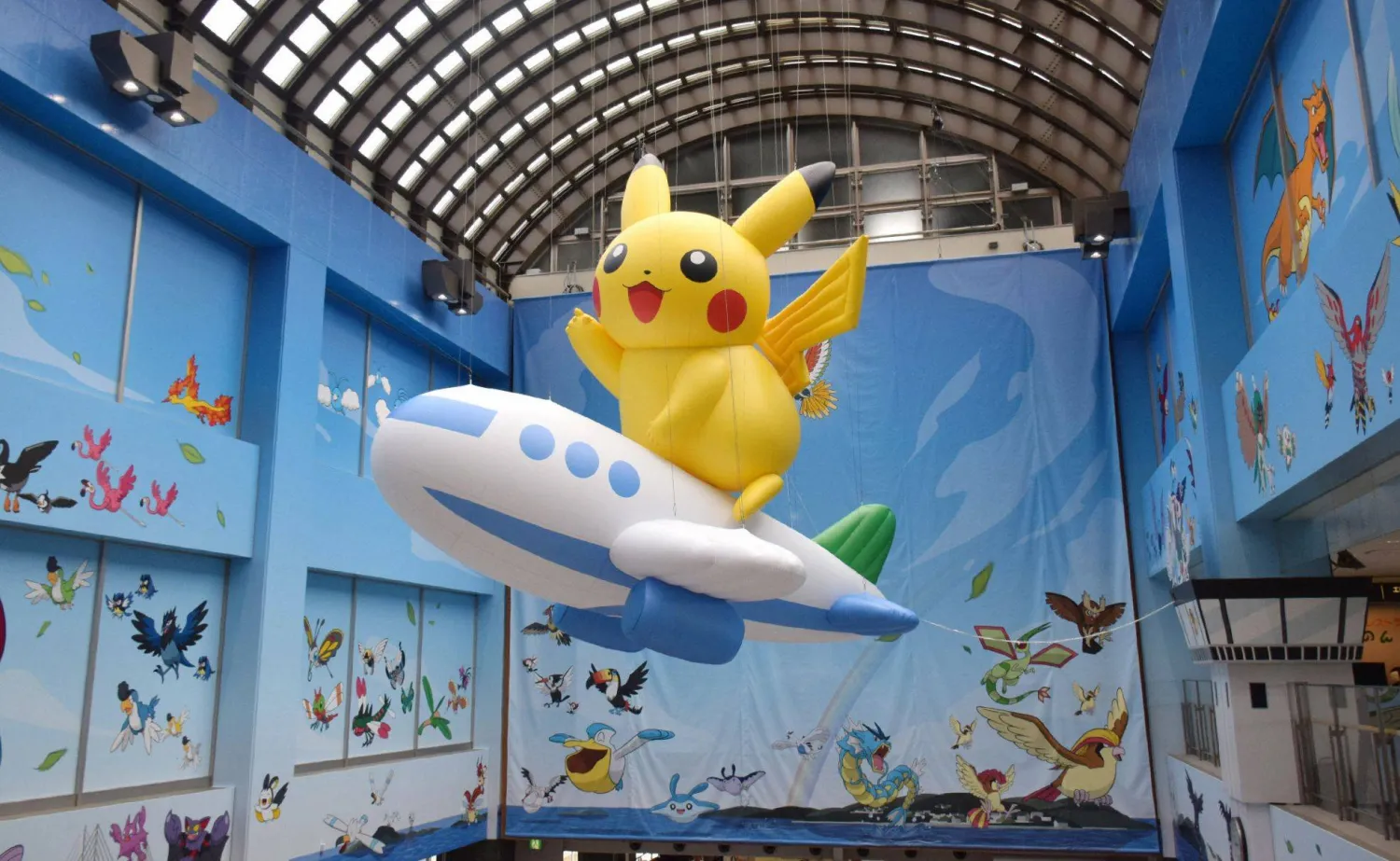 A "Pikachu" balloon is displayed at the Noto Airport in Wajima City, Ishikawa Prefecture on July 7, 2026. (JIJI / AFP) 