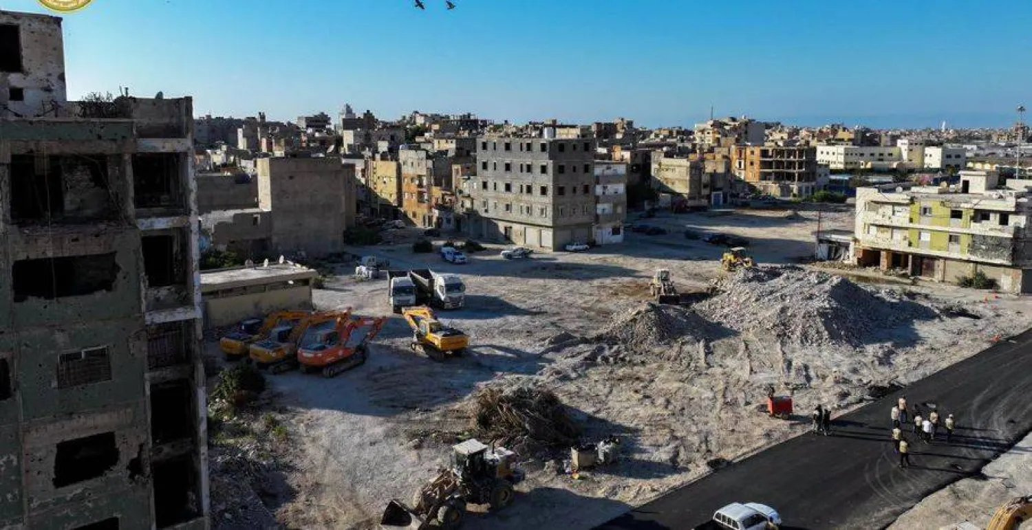 من أعمال إعادة بناء عقارات في منطقة الصابري ببنغازي (صندوق الإعمار في شرق ليبيا)