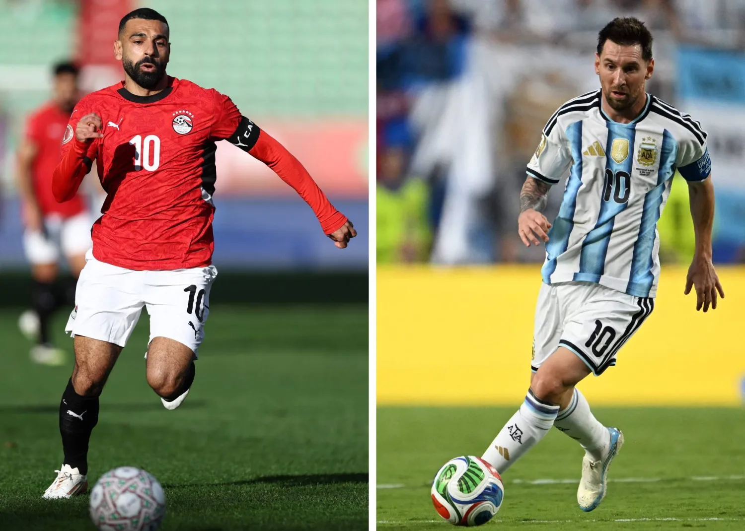 صراع الكبار بين ميسي وصلاح (أ.ف.ب)