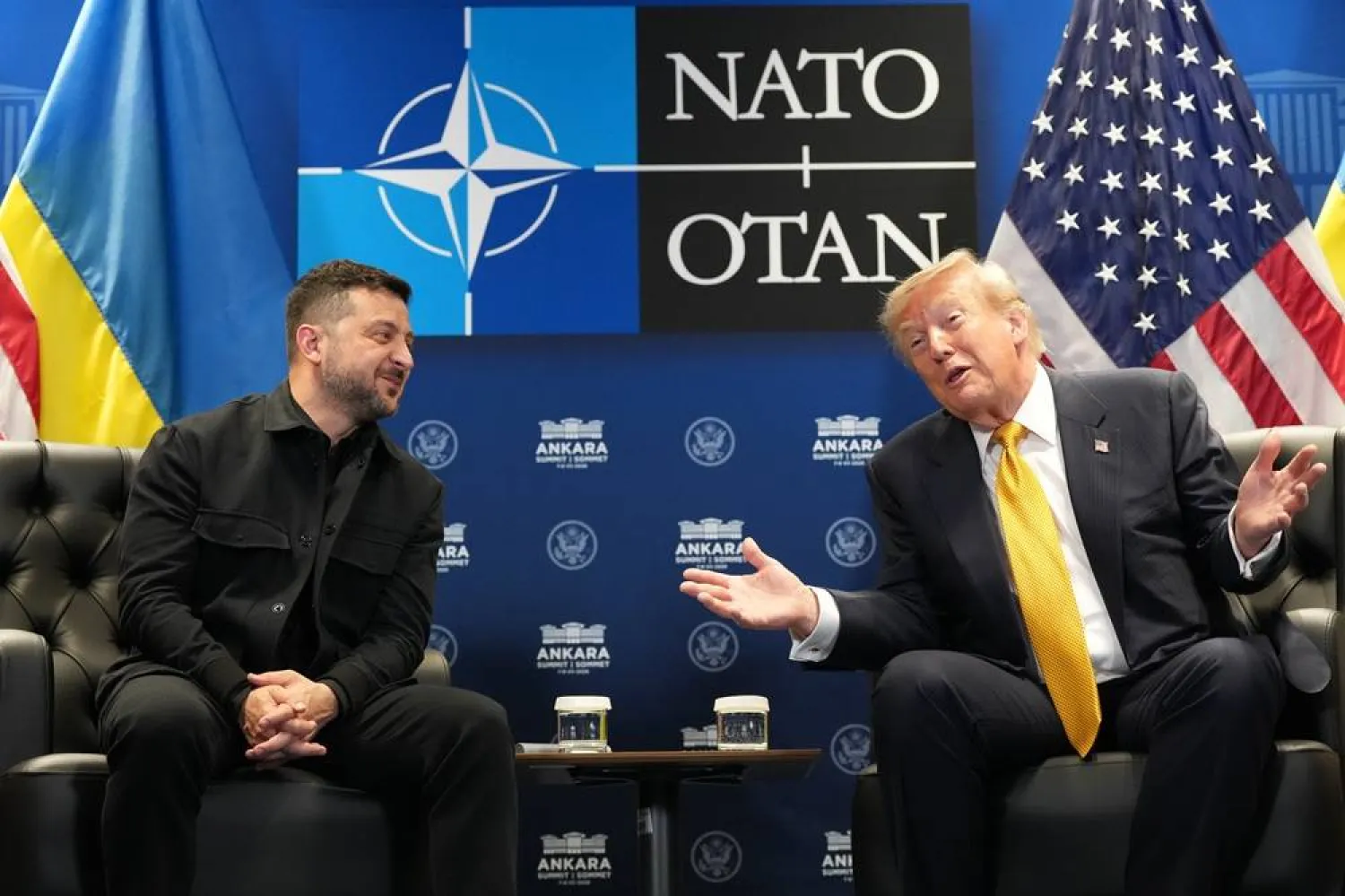 US President Donald Trump meets with Ukraine's President Volodymyr Zelenskyy on the sidelines of the NATO summit in Ankara, Türkiye, Wednesday, July 8, 2026. (AP) 