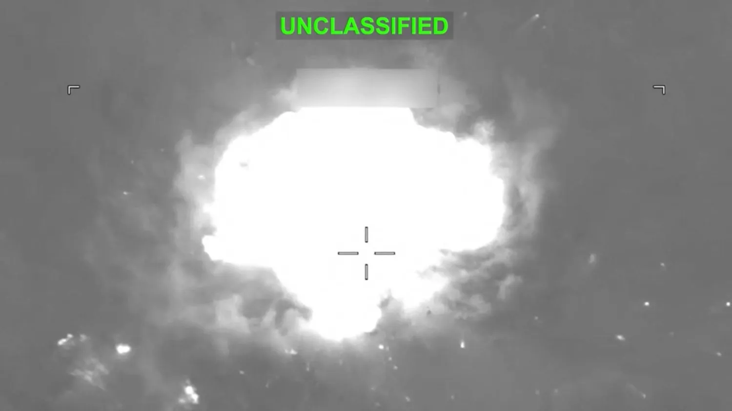 Fire and smoke rise from explosions at an unknown location, following what US Central Command (CENTCOM) said were strikes on Iranian military targets, in this screen grab from a video released on July 8, 2026. US Central Command/Handout via REUTERS