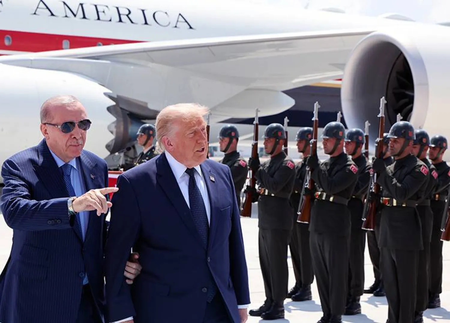 الرئيس التركي رجب طيب إردوغان خلال استقباله الرئيس الأميركي دونالد ترمب (الرئاسة التركية)