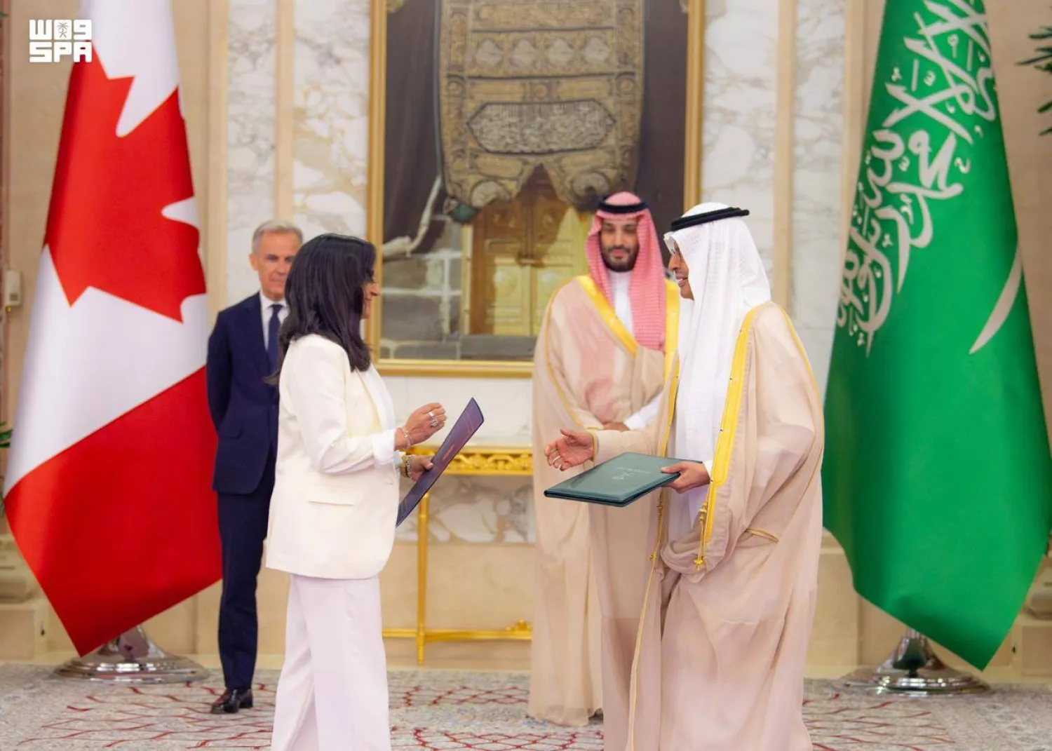 Part of the memorandum signing ceremony attended by the Saudi Crown Prince and the Canadian Prime Minister in Jeddah on Thursday. (SPA)