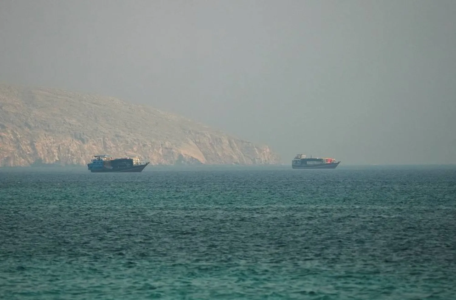 Vessels at the Strait of Hormuz, as seen from Musandam, Oman, July 9, 2026. (Reuters)