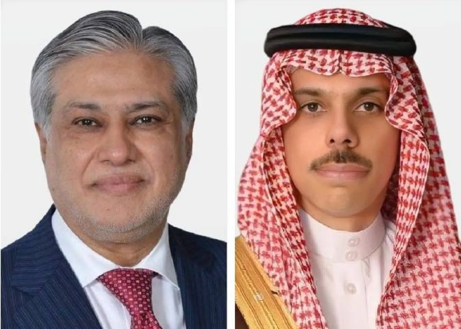 الأمير فيصل بن فرحان وزير الخارجية السعودي ونظيره الباكستاني محمد إسحاق دار (الشرق الأوسط)