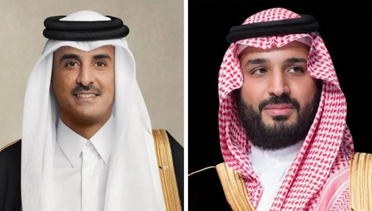 (Right) Saudi Crown Prince and Prime Minister Mohammed bin Salman bin Abdulaziz (SPA); (Left) Qatar's Emir Sheikh Tamim bin Hamad Al Thani (QNA).