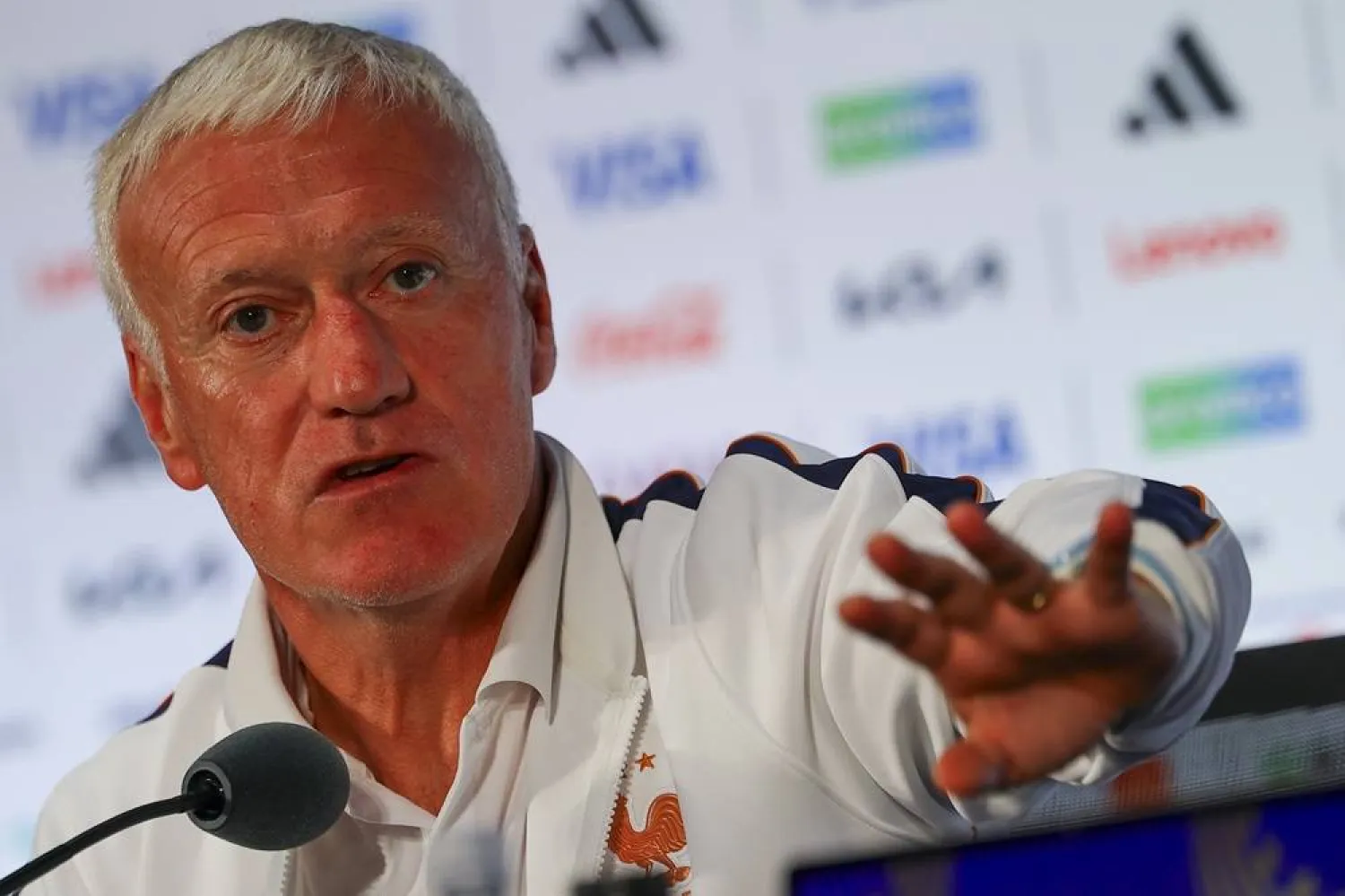 France’s national team head coach Didier Deschamps attends a press conference in Dallas, Texas, USA, 13 July 2026. (EPA)