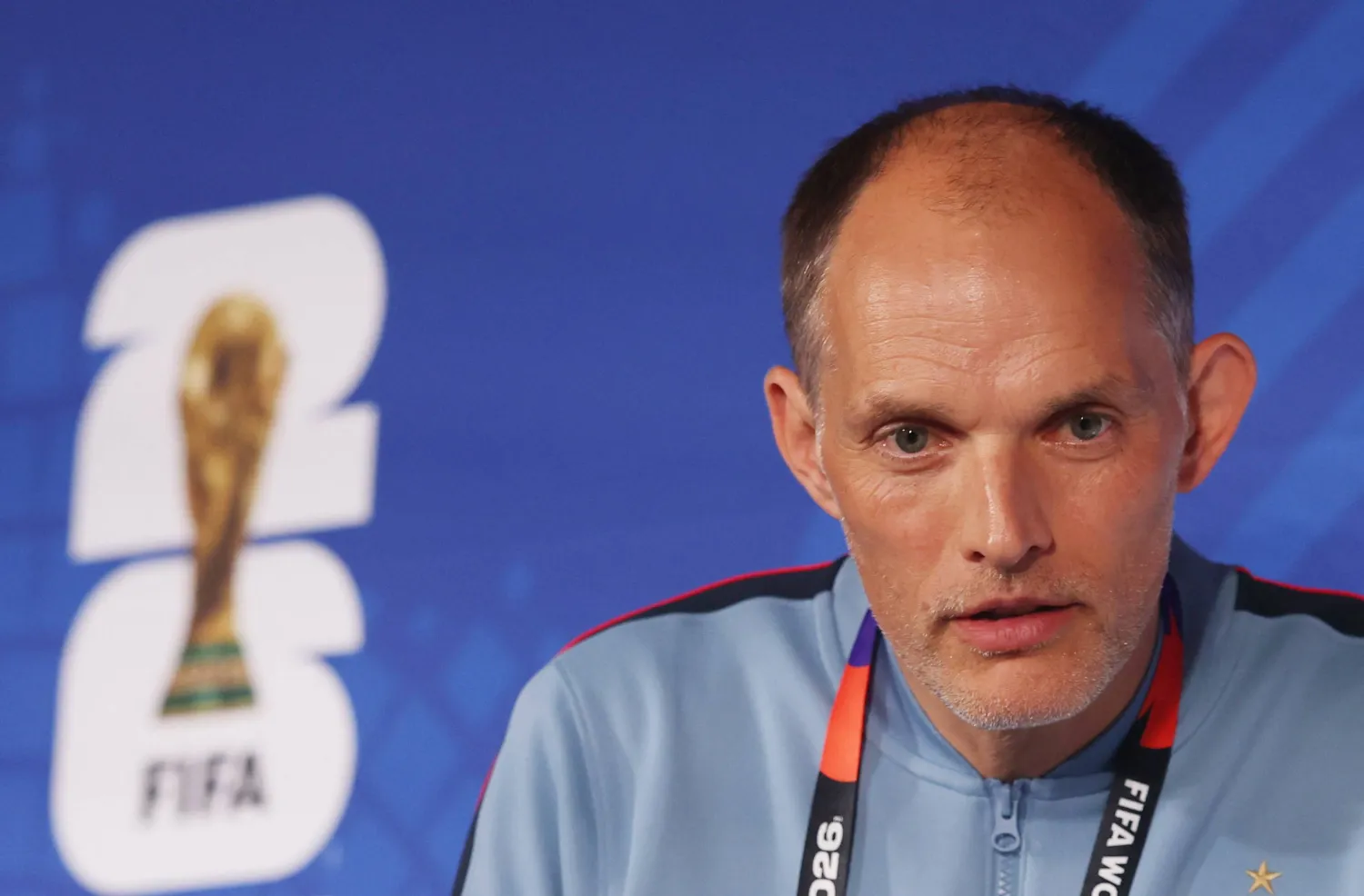 Football - FIFA World Cup 2026 - England Press Conference - Atlanta Stadium, Atlanta, Georgia, US - July 14, 2026 England manager Thomas Tuchel during the press conference. (Reuters)