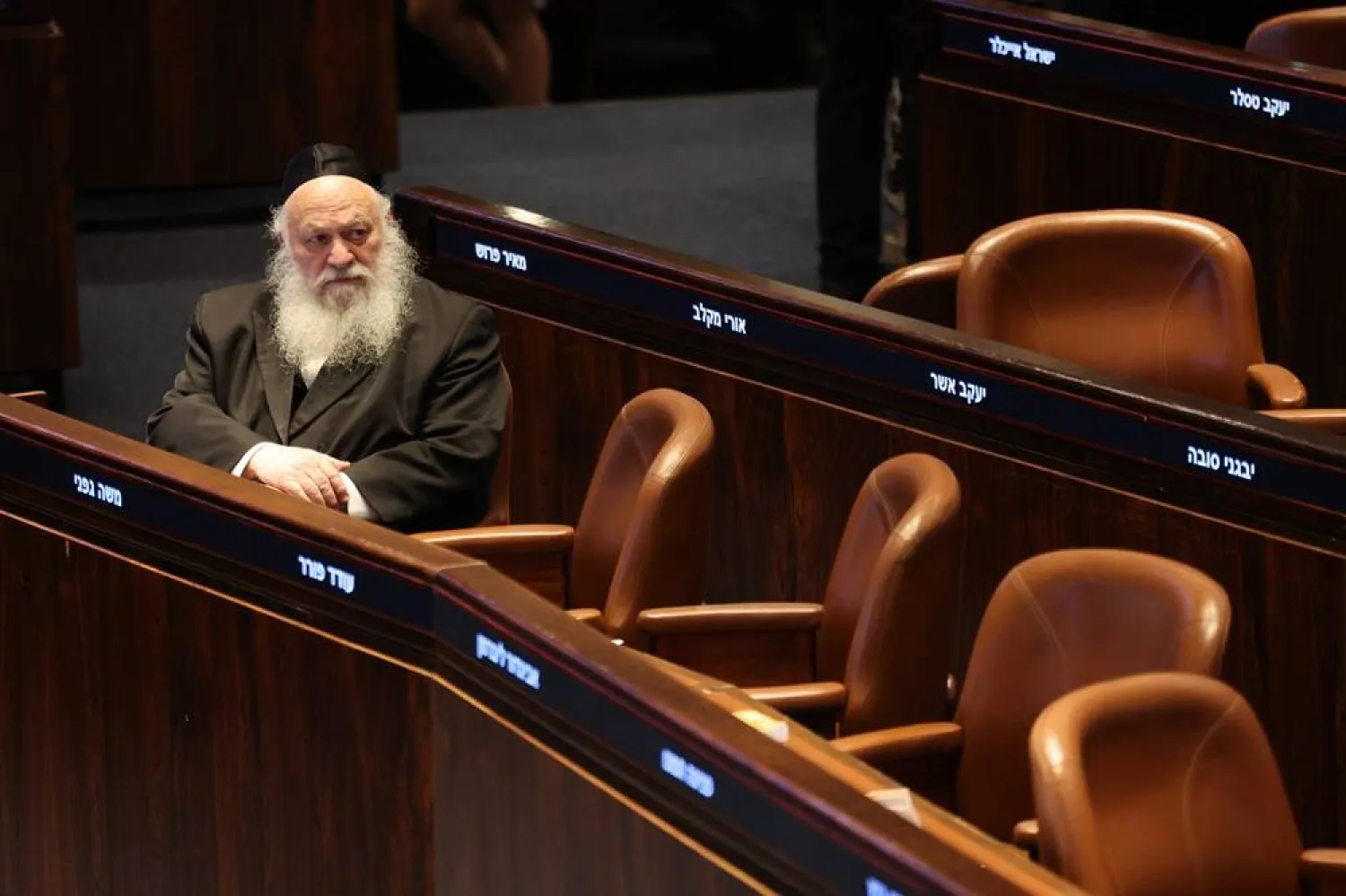 Ultra-Orthodox Knesset member Yitzchak Goldknopf attends a vote on the Basic Law proposal at the Knesset, Israel's parliament, in Jerusalem, 13 July 2026. (EPA)