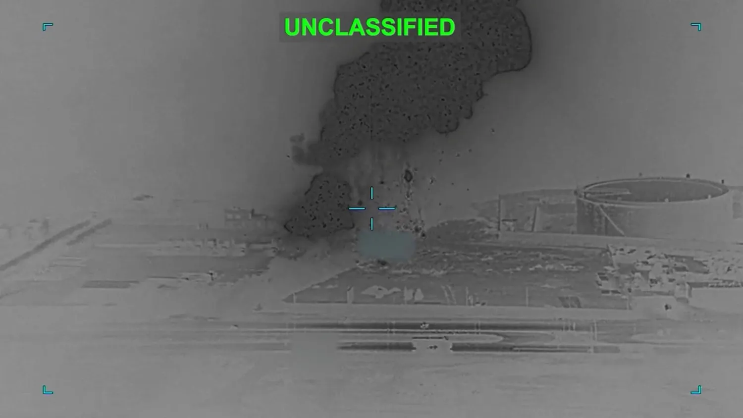 Smoke rises following a strike at an unknown location during what the US military says is its latest wave of strikes on Iran. US Central Command/Handout via REUTERS