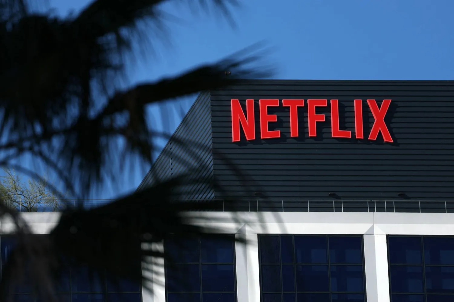  The Netflix logo is pictured at the company's Hollywood studio offices at Sunset Bronson Studios in Los Angeles, California on December 5, 2025. (AFP)