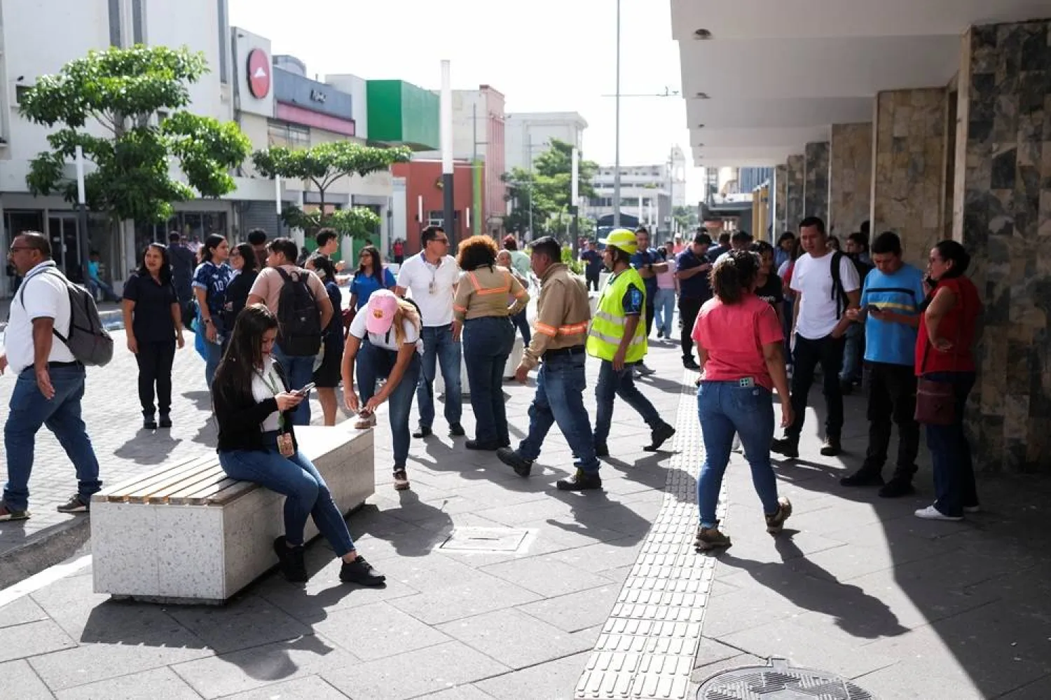 People evacuate a building after a powerful 7.4-magnitude earthquake struck off the coast of Mexico's southern state of Chiapas, triggering a tsunami warning and shaking buildings in neighboring Guatemala and El Salvador, in San Salvador, El Salvador, July 17, 2026. (Reuters)