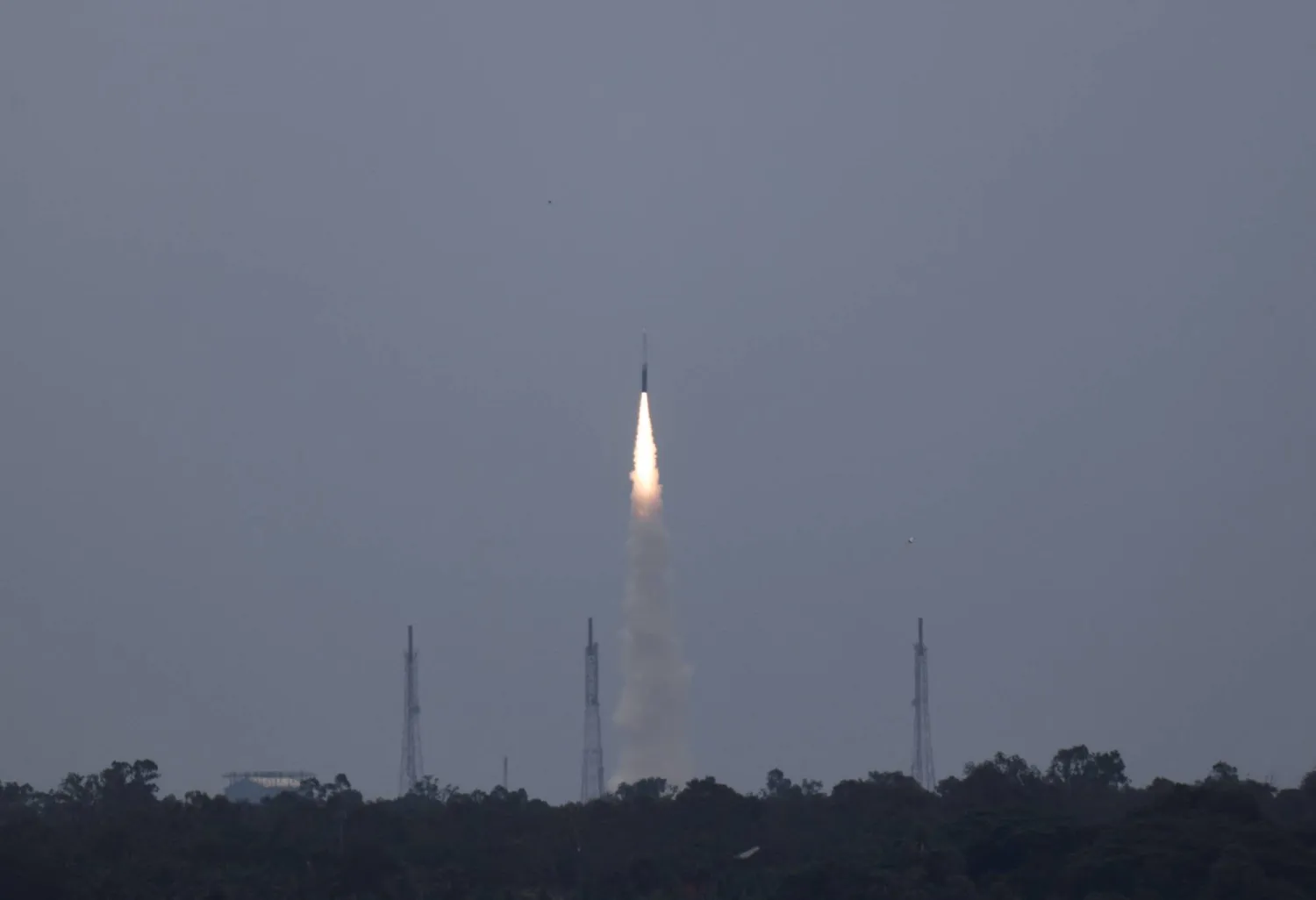 Indian space startup Skyroot Aerospace launched its Vikram-1 rocket, marking the first attempt by an Indian private company to place a satellite in orbit, from the Satish Dhawan Space Center in Sriharikota, Andhra Pradesh, India, July 18, 2026. REUTERS/Priyanshu Singh