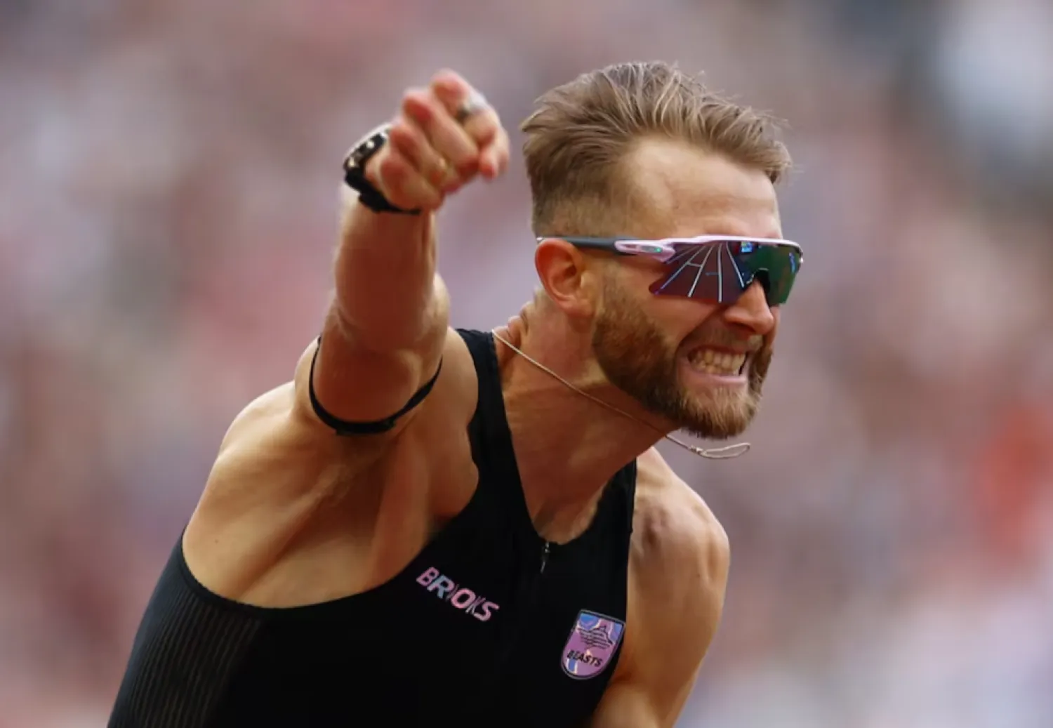 London, Britain - July 18, 2026 Britain's Josh Kerr celebrates after winning the men's 1 mile final and setting a new Meet Record, World Record, and Diamond League Record REUTERS/Matthew Childs 
