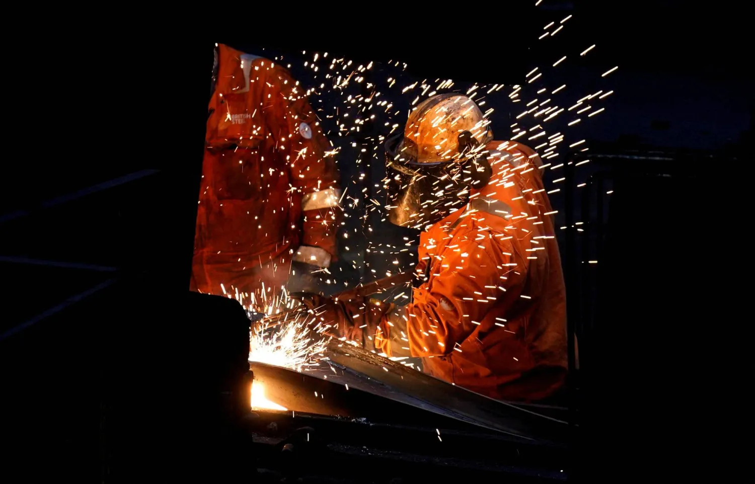 Workers work at the British Steel site in Scunthorpe, Lincolnshire, Britain April 17, 2025. (Reuters)