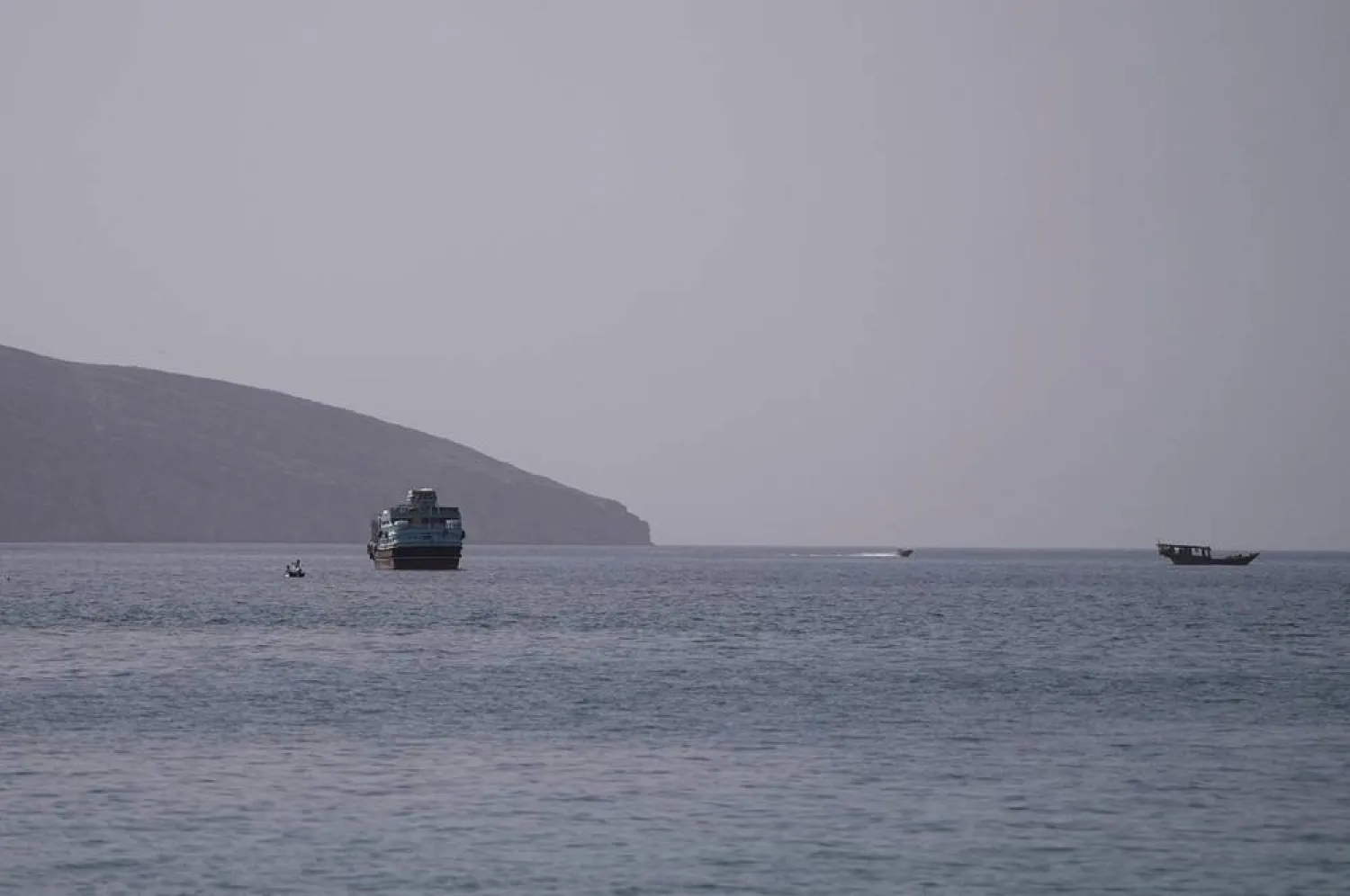 A vessel at the Strait of Hormuz, as seen from Musandam, Oman, July 17, 2026. (Reuters)