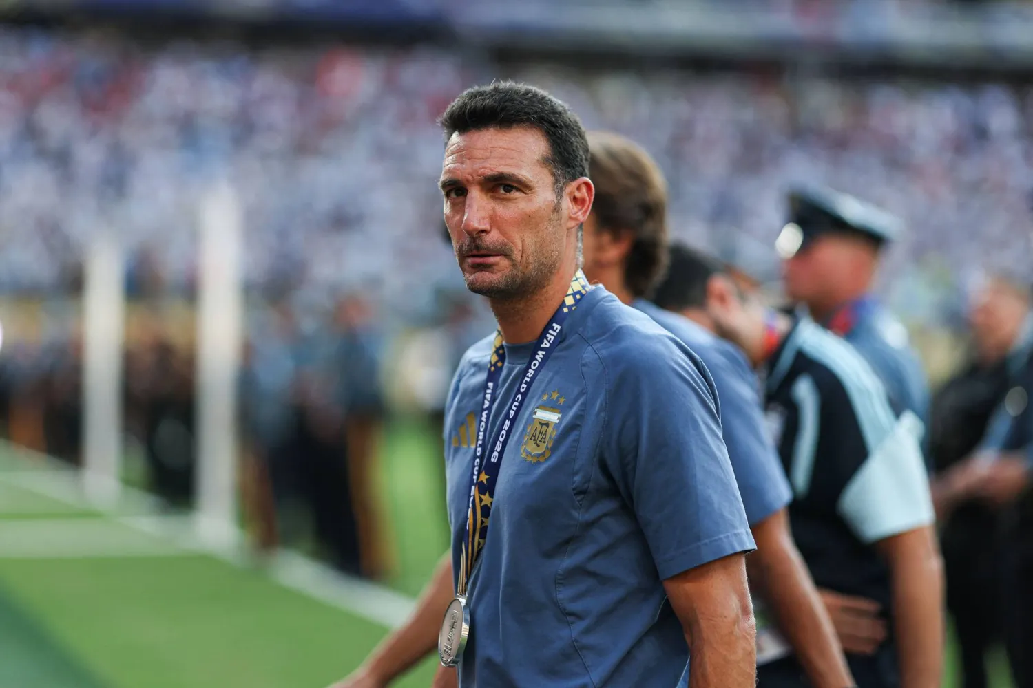 Argentina's head coach Lionel Scaloni looks on after losing the 2026 World Cup football tournament final match between Spain and Argentina at the New York/New Jersey Stadium in East Rutherford on July 19, 2026. (AFP)