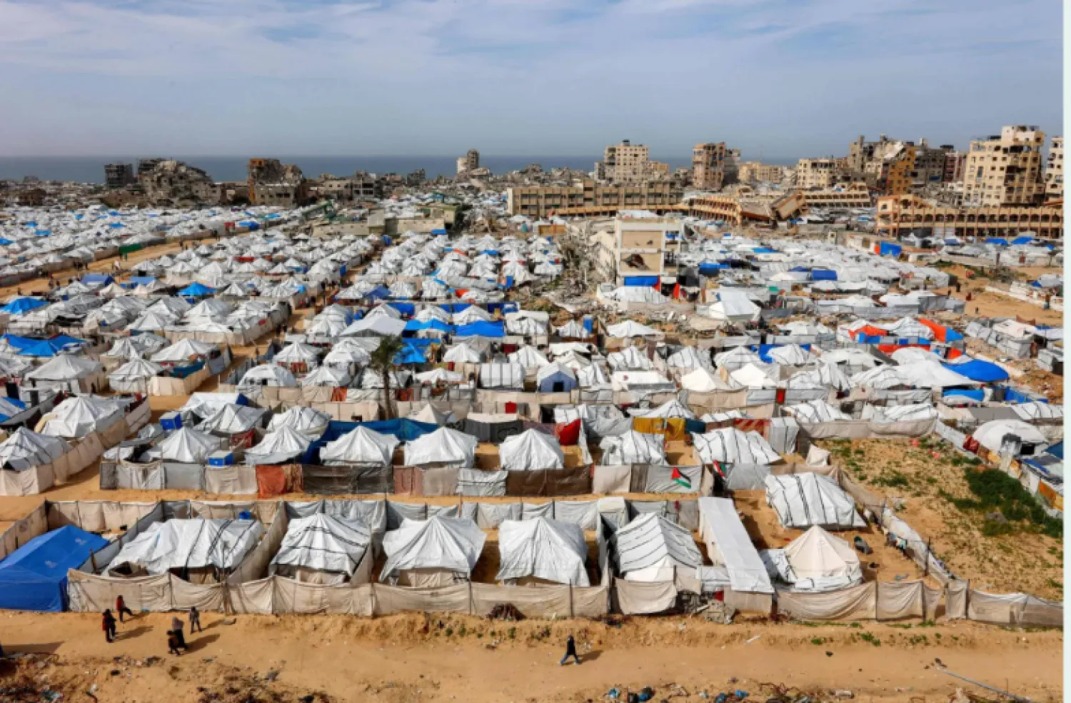 Tents of displaced Palestinians in Gaza City last February (AFP)